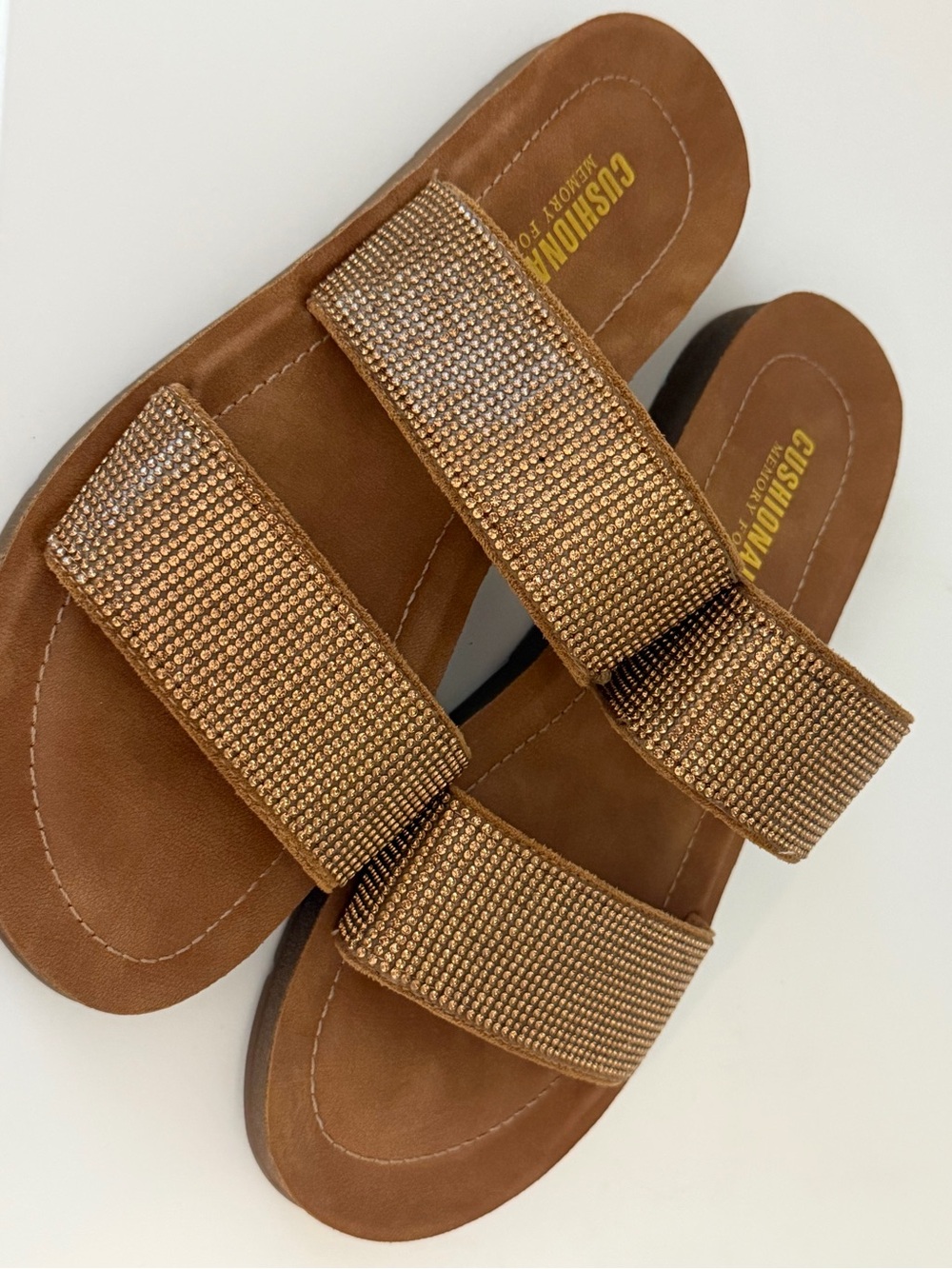 Cushion Walk Women's Metallic Brown Slide Sandals